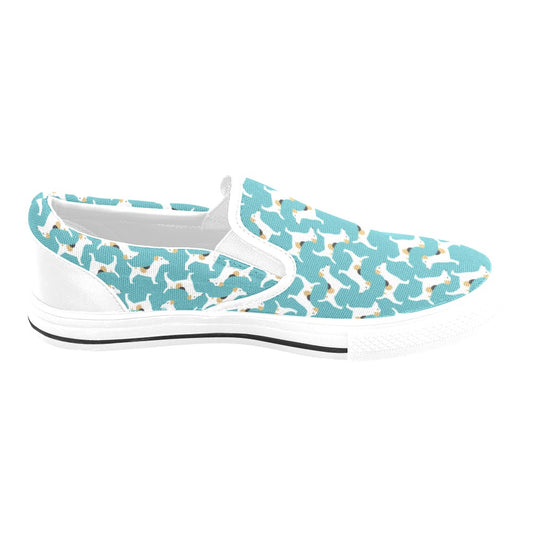 Russell Terriers Print Design LKS301 White Slip Ons Canvas Women's Shoes