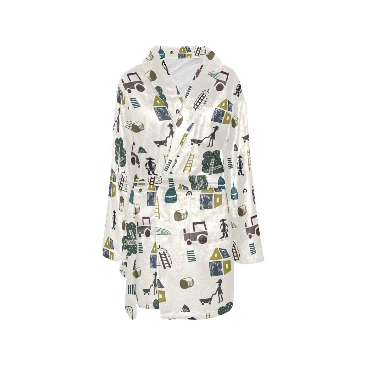 Agricultural Farm Print Design 01 Women's Fleece Robe