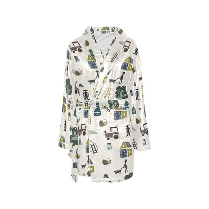 Agricultural Farm Print Design 01 Women's Fleece Robe