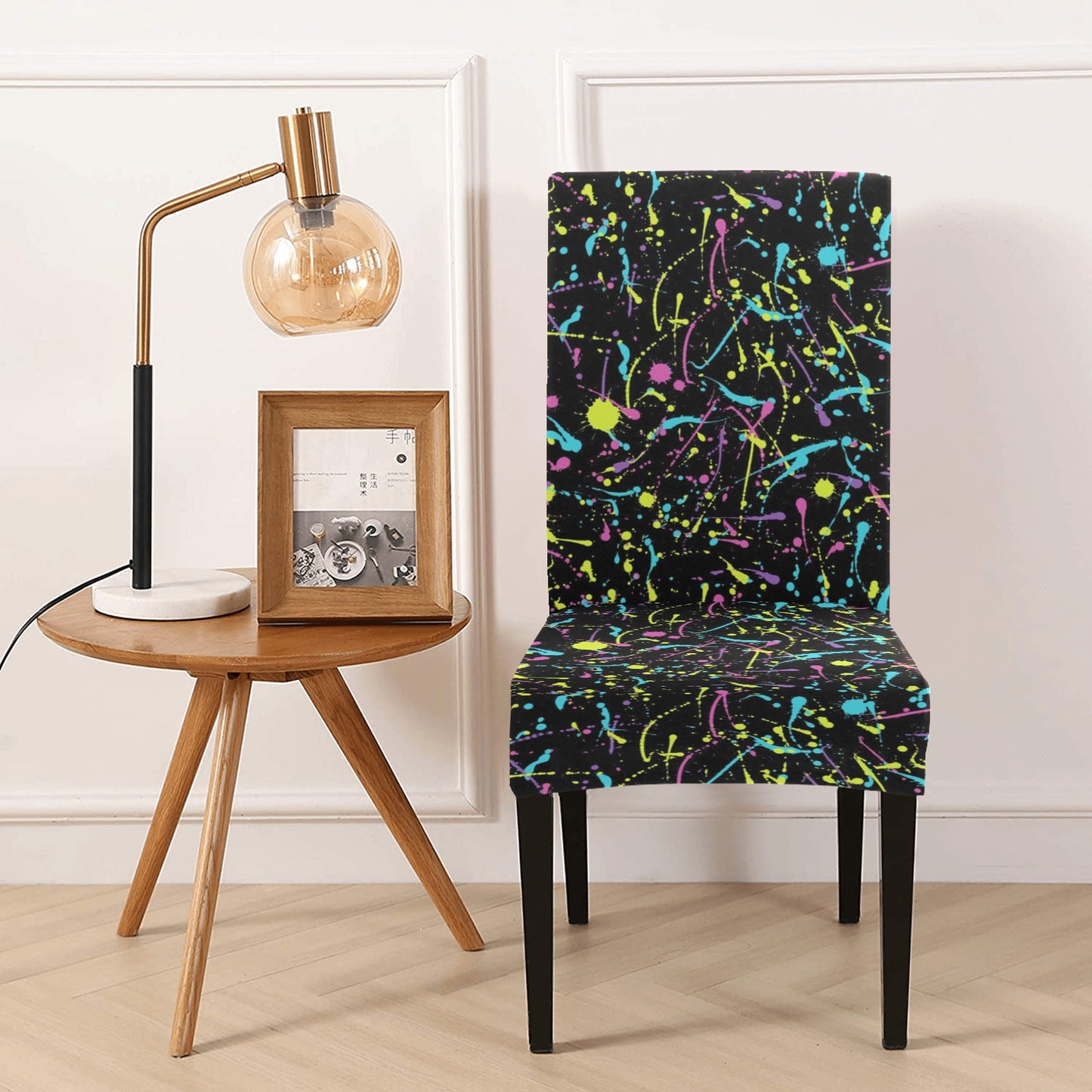 Splatter Multicolor Print Design LKS302 Dining Chair Slipcover