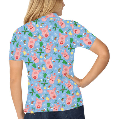 Pig Print Design LKS404 Women's Polo Shirt