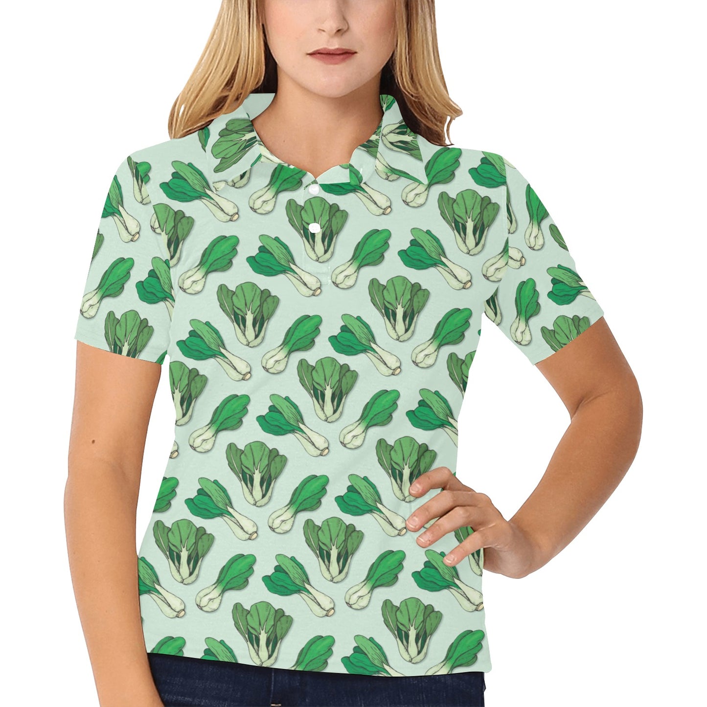 Bok Choy Pattern Print Design 01 Women's Polo Shirt