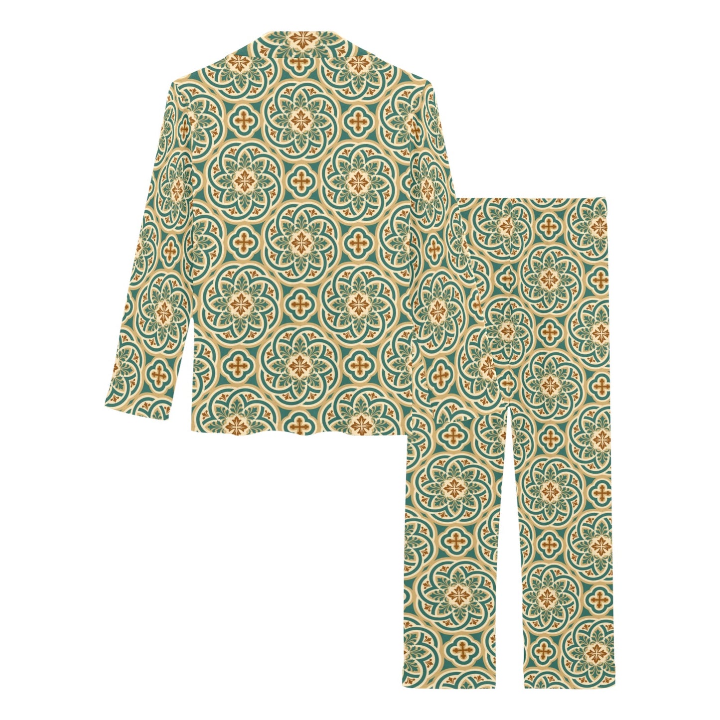 Cross Pattern Print Design 01 Women's Long Pajama Set