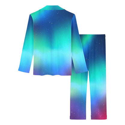 Aurora Borealis Pattern Print Design 02 Women's Long Pajama Set