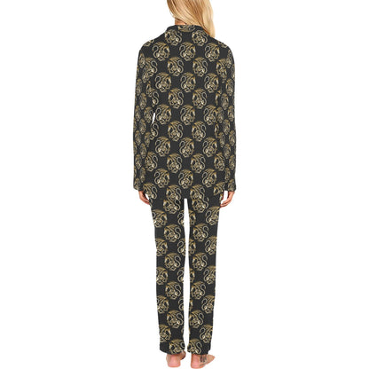 Skeleton Dragon Print Design LKS306 Women's Long Pajama Set