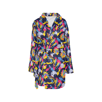 Bowling Pattern Print Design 02 Women's Fleece Robe