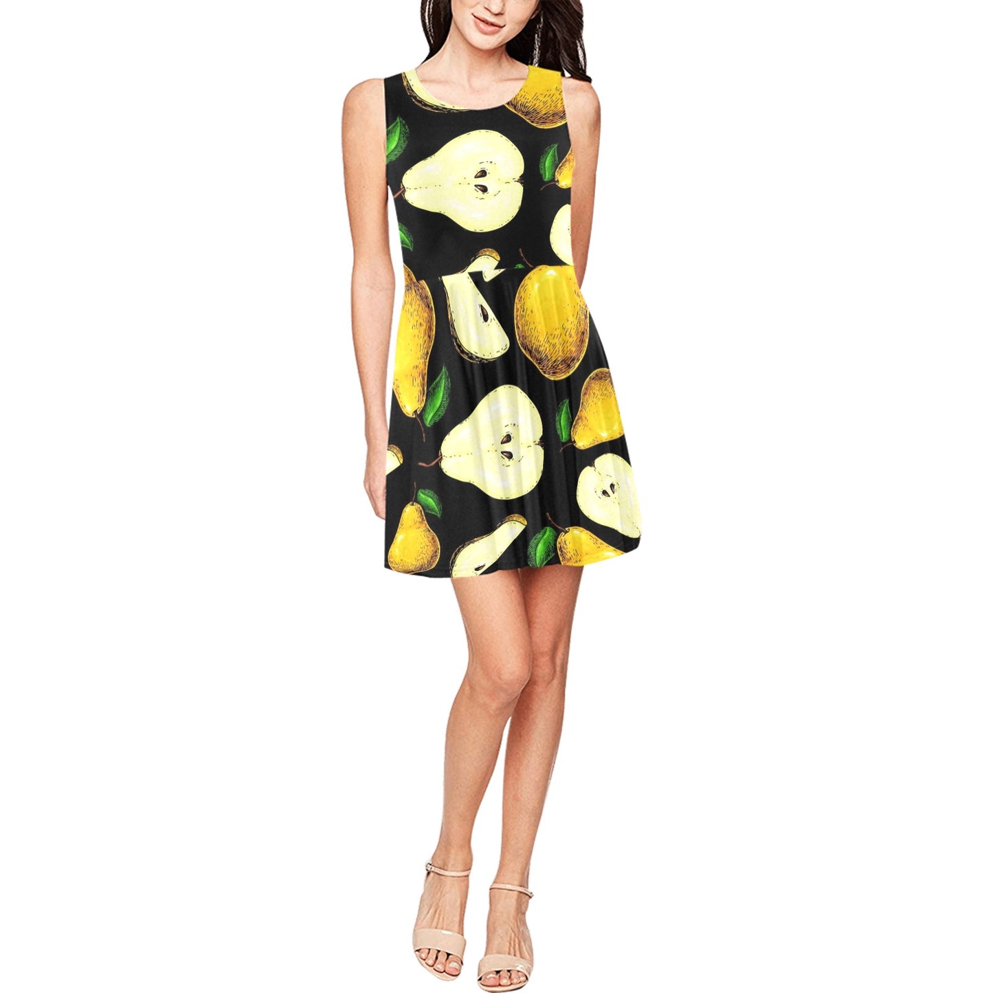 Pear Pattern Print Design PE01 Sleeveless Dress
