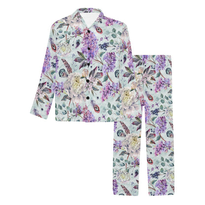 Lilac Pattern Print Design LI06 Men's Long Pajama Set