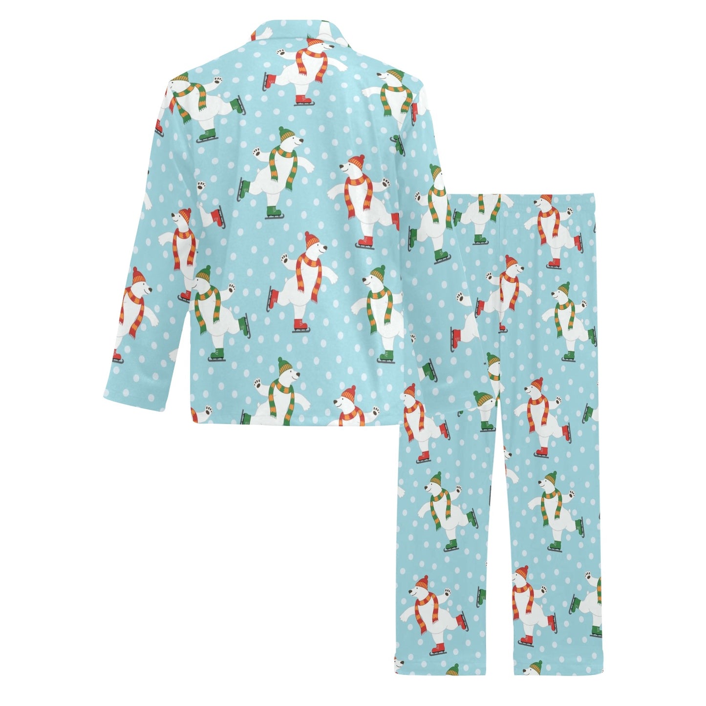 Polar Bear Pattern Print Design PB07 Men's Long Pajama Set
