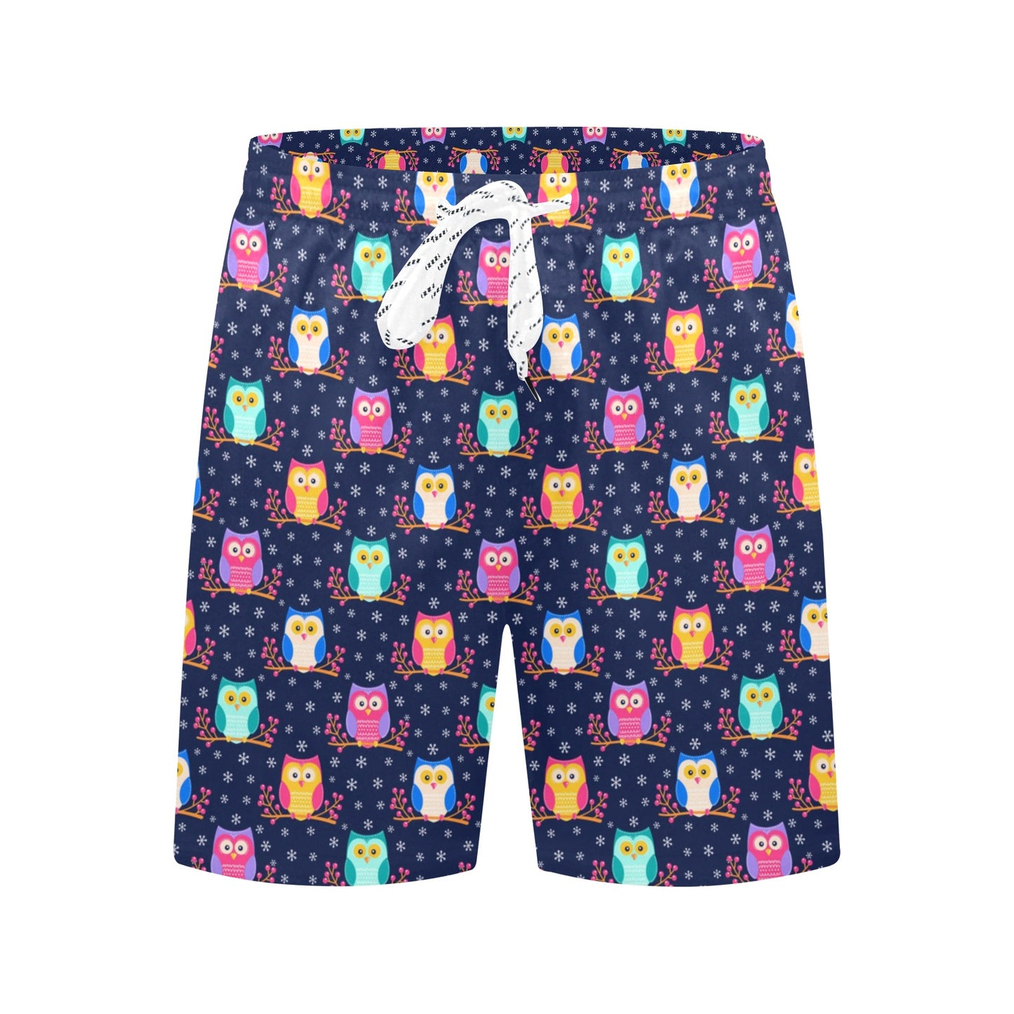 Owl Cute Themed Design Print Men's Swim Trunks Beach Shorts