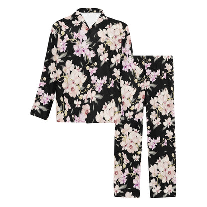 Orchid White Pattern Print Design OR03 Men's Long Pajama Set