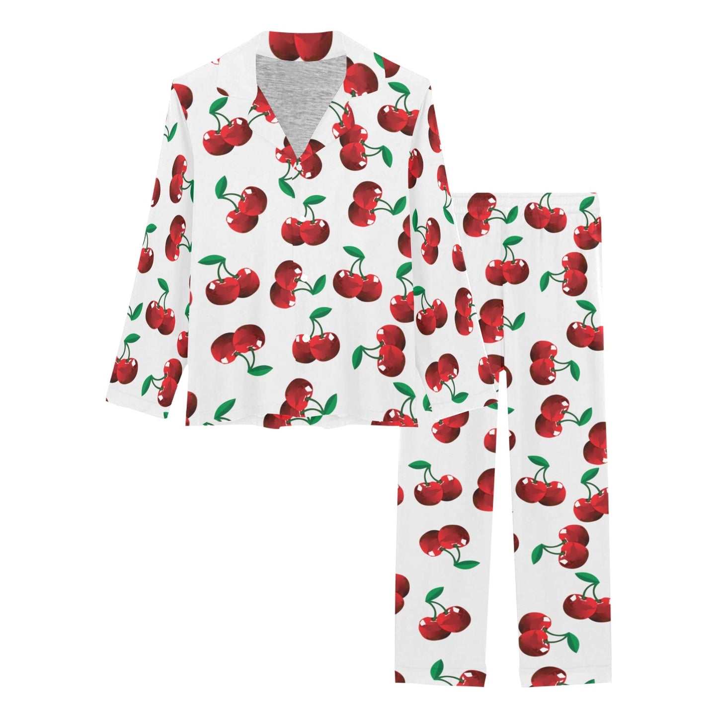 Cherry Pattern Print Design 01 Women's Long Pajama Set