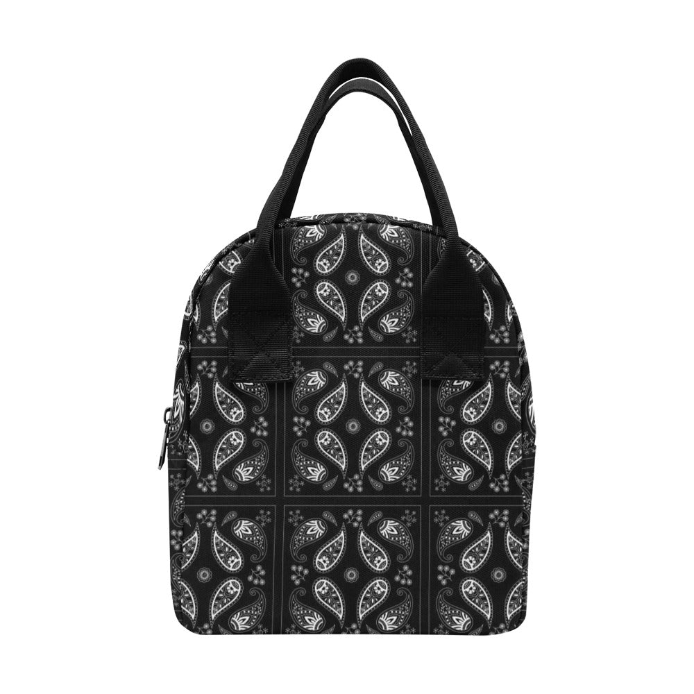 Bandana Paisley Black Print Design LKS308 Insulated Lunch Bag