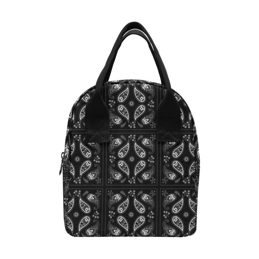 Bandana Paisley Black Print Design LKS308 Insulated Lunch Bag