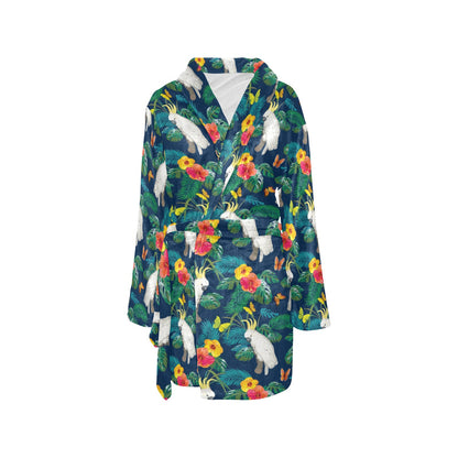 Cockatoo Tropical Pattern Print Design 02 Women's Fleece Robe