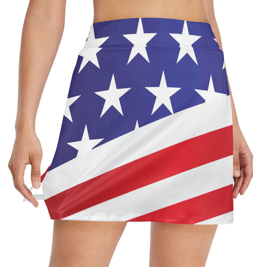 American flag Print Women's Golf Skirt with Pocket