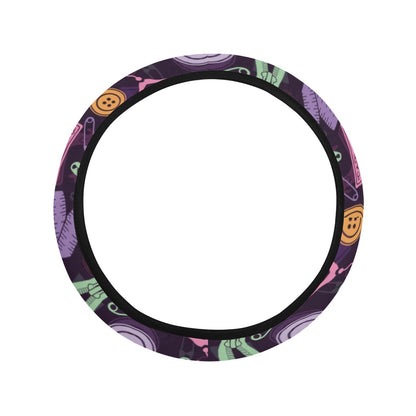 Sewing Equipment Print Design LKS306 Steering Wheel Cover with Elastic Edge