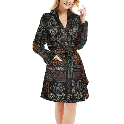 Polynesian Pattern Print Design A04 Women's Fleece Robe