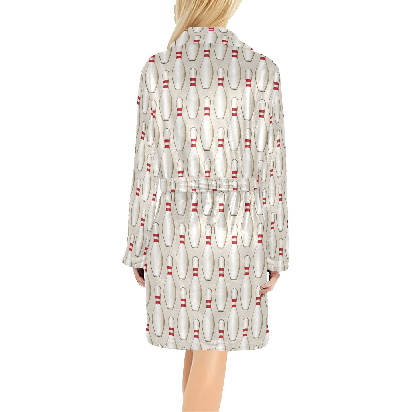 Bowling Pin Pattern Print Design 01 Women's Fleece Robe
