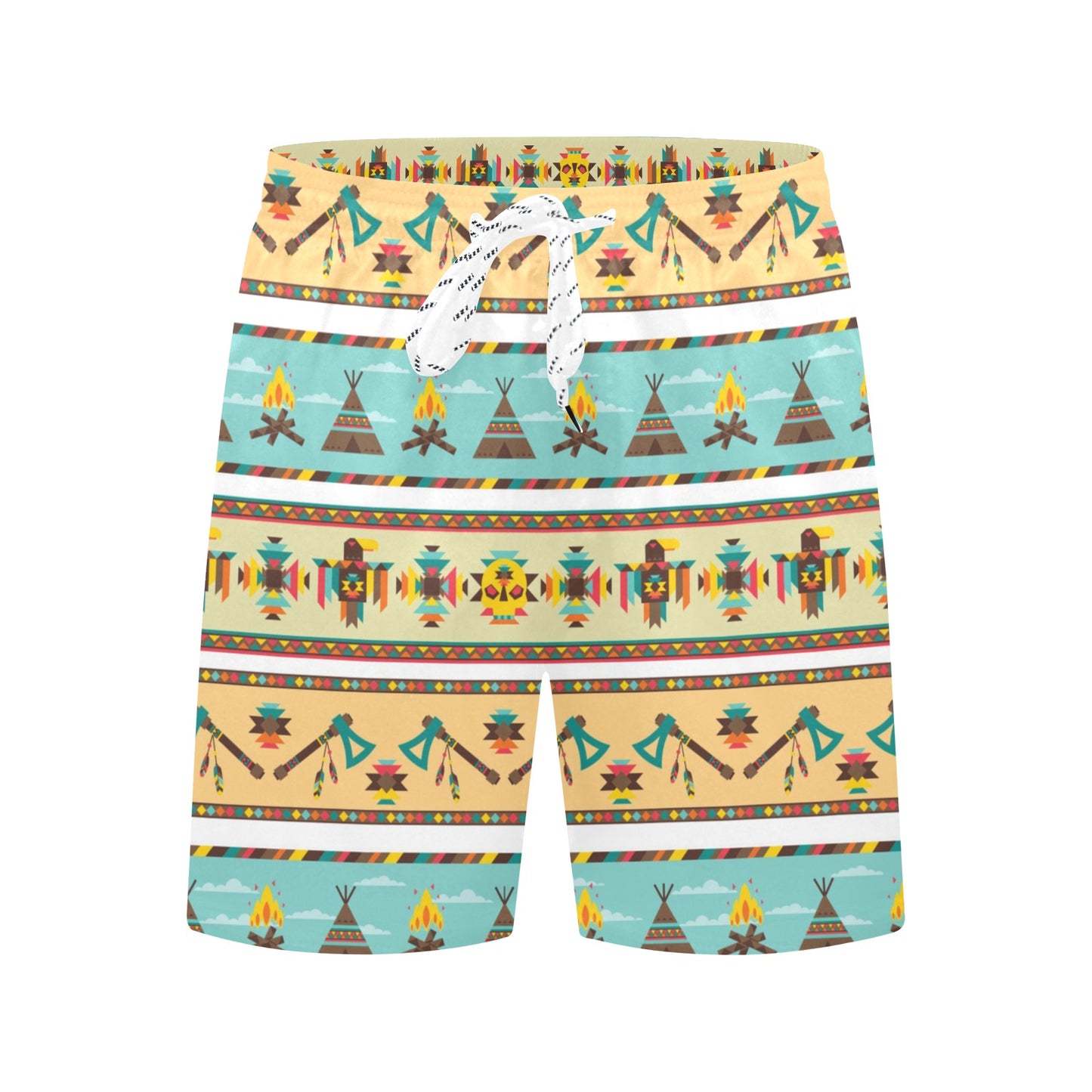 American indian Life Pattern Men's Swim Trunks Beach Shorts