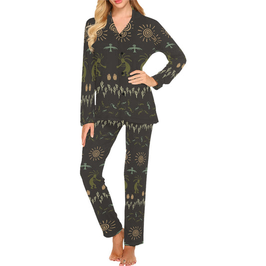 Mayan Pattern Print Design 04 Women's Long Pajama Set