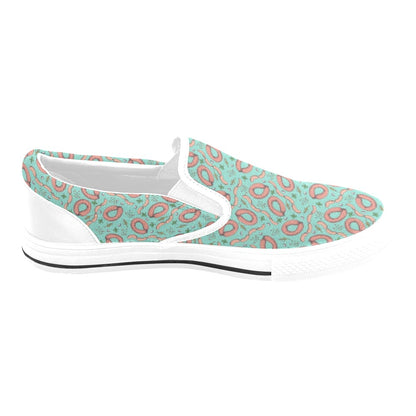 Sausage Print Design LKS303 White Slip Ons Canvas Women's Shoes