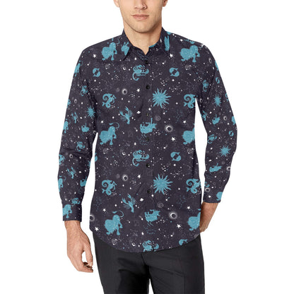 Zodiac Print Design LKS303 Men's Long Sleeve Dress Shirt