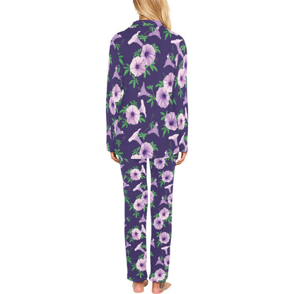 Morning Glory Pattern Print Design MG01 Women's Long Pajama Set