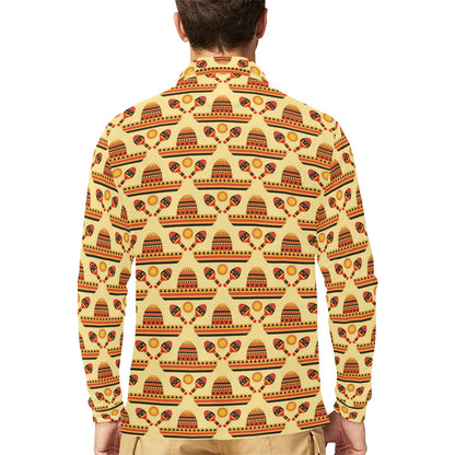 Maracas Print Design LKS403 Long Sleeve Polo Shirt For Men's