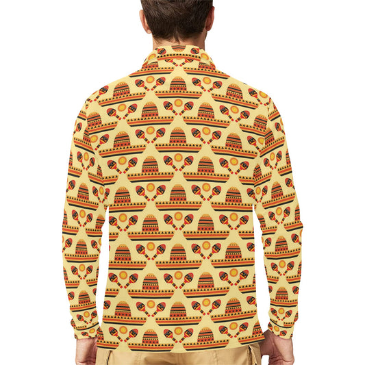Maracas Print Design LKS403 Long Sleeve Polo Shirt For Men's