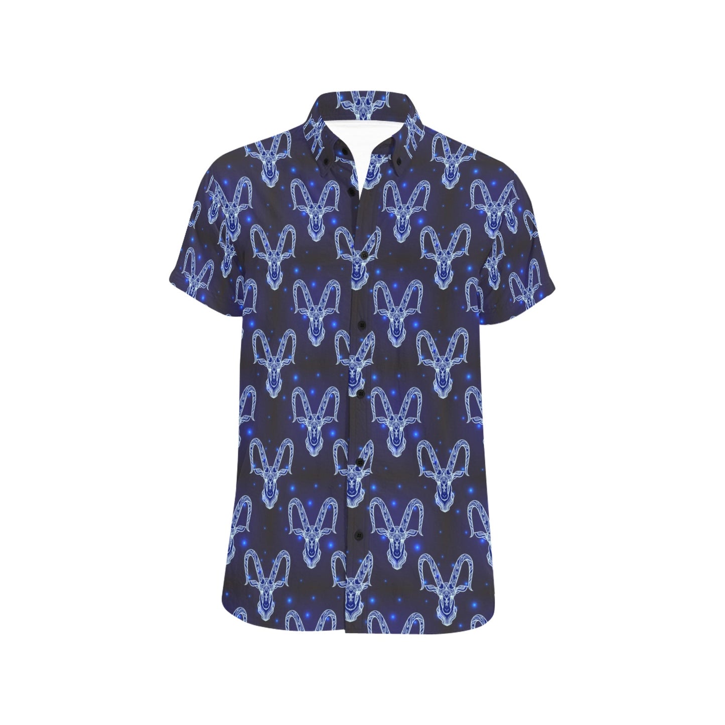 Goat Print Design LKS401 Men Short Sleeve Button Up Shirt