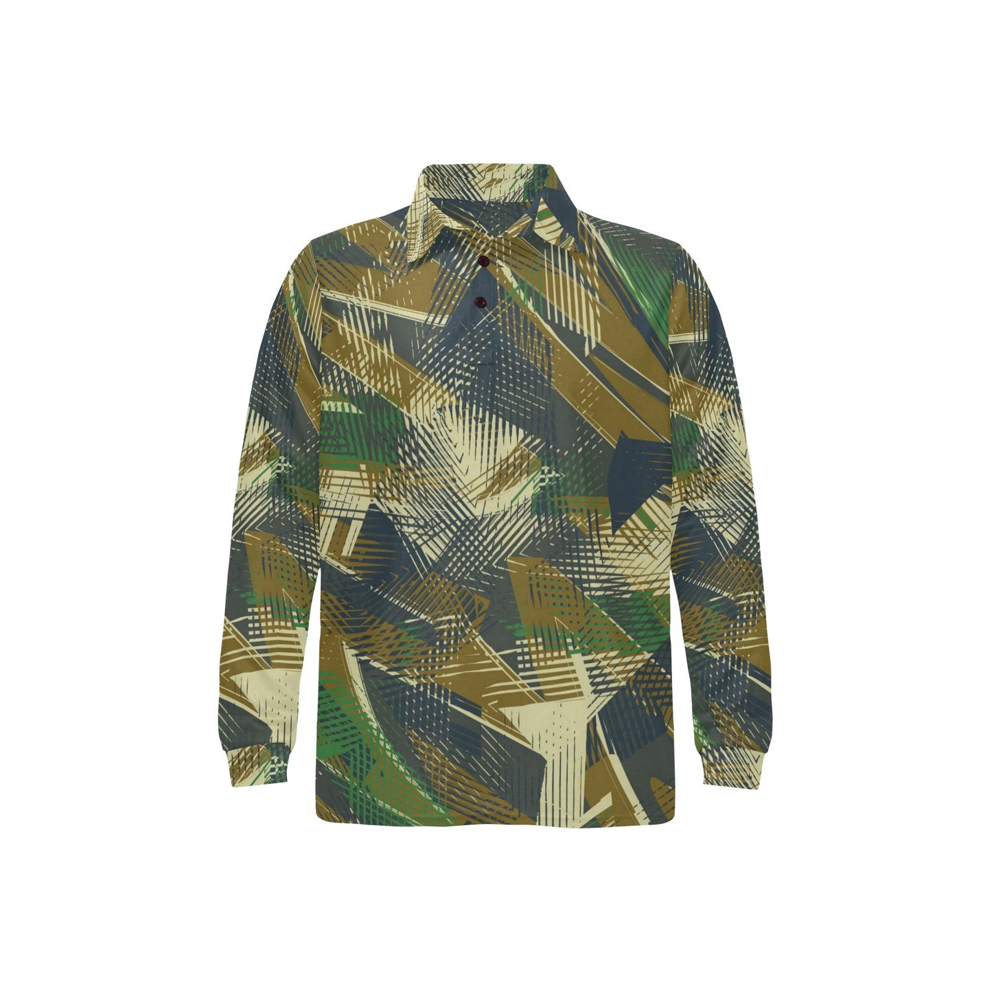 Military Camouflage Pattern Print Design 01 Long Sleeve Polo Shirt For Men's