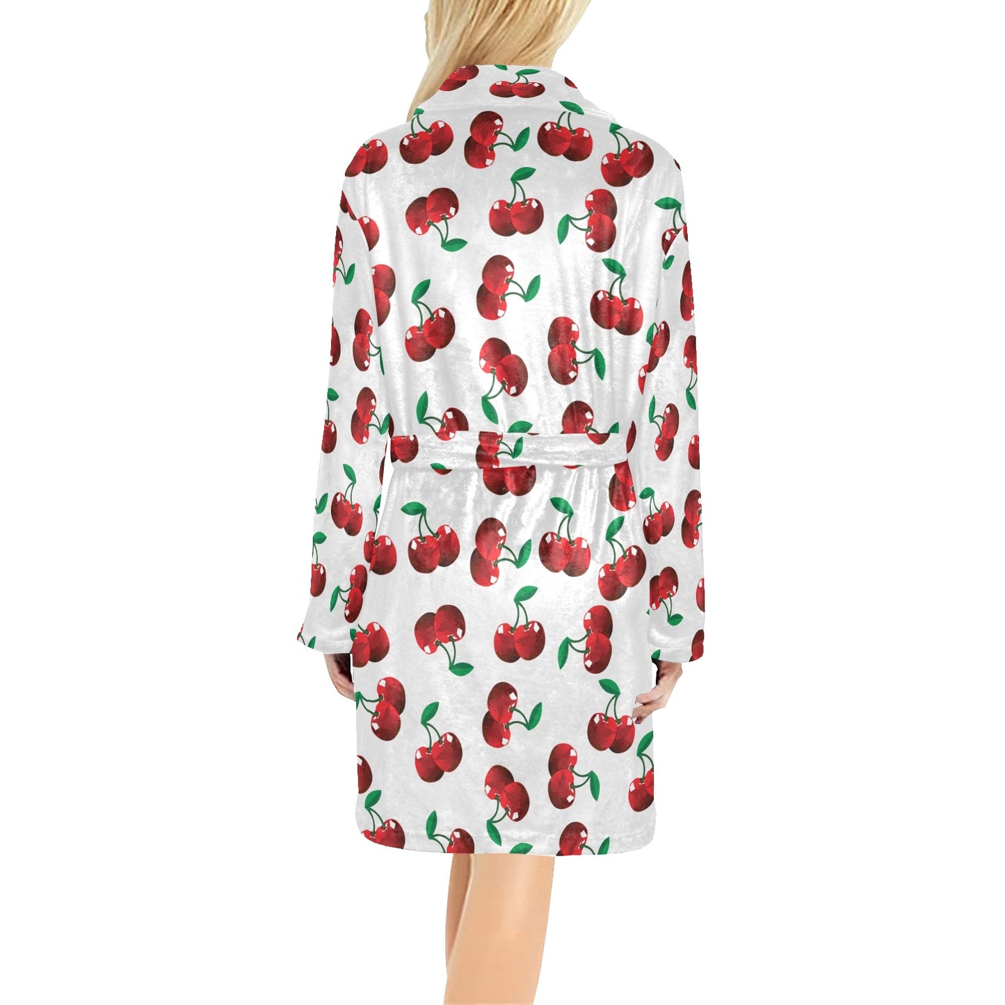 Cherry Pattern Print Design 01 Women's Fleece Robe