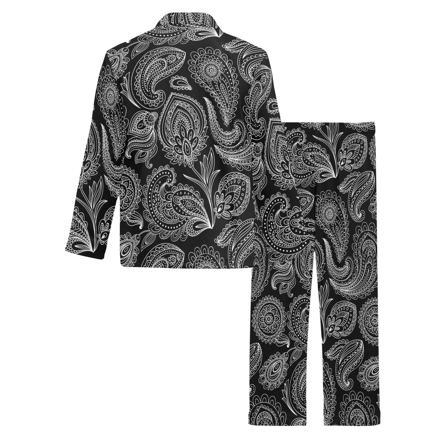 Paisley Pattern Print Design A04 Men's Long Pajama Set