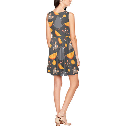 Rat Pattern Print Design 04 Sleeveless Dress