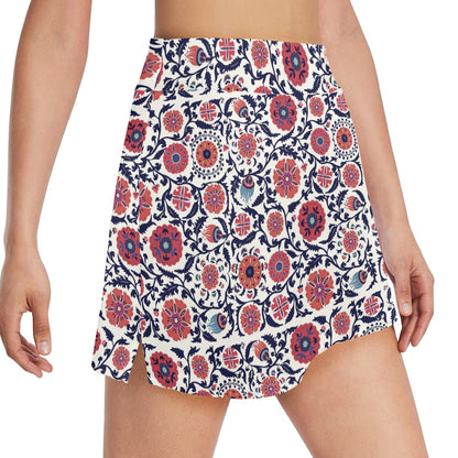 Suzani Print Design LKS304 17" Golf & Pickleball Skort with Pockets
