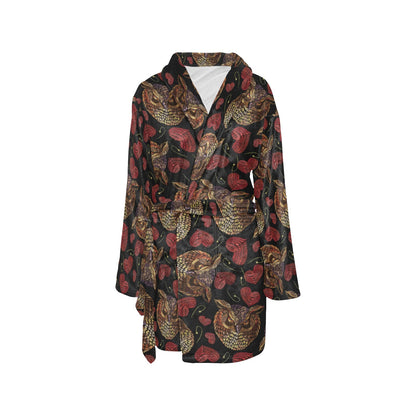 Owl Pattern Print Design A08 Women's Fleece Robe