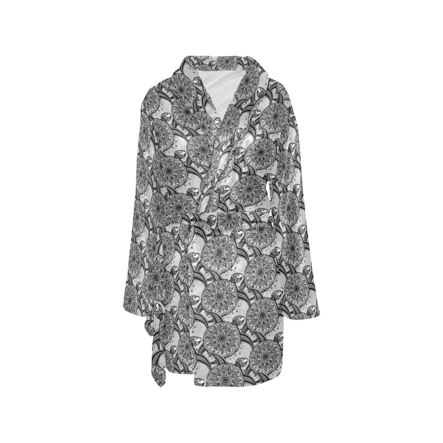 Tribal Turtle Polynesian Themed Print Women's Fleece Robe