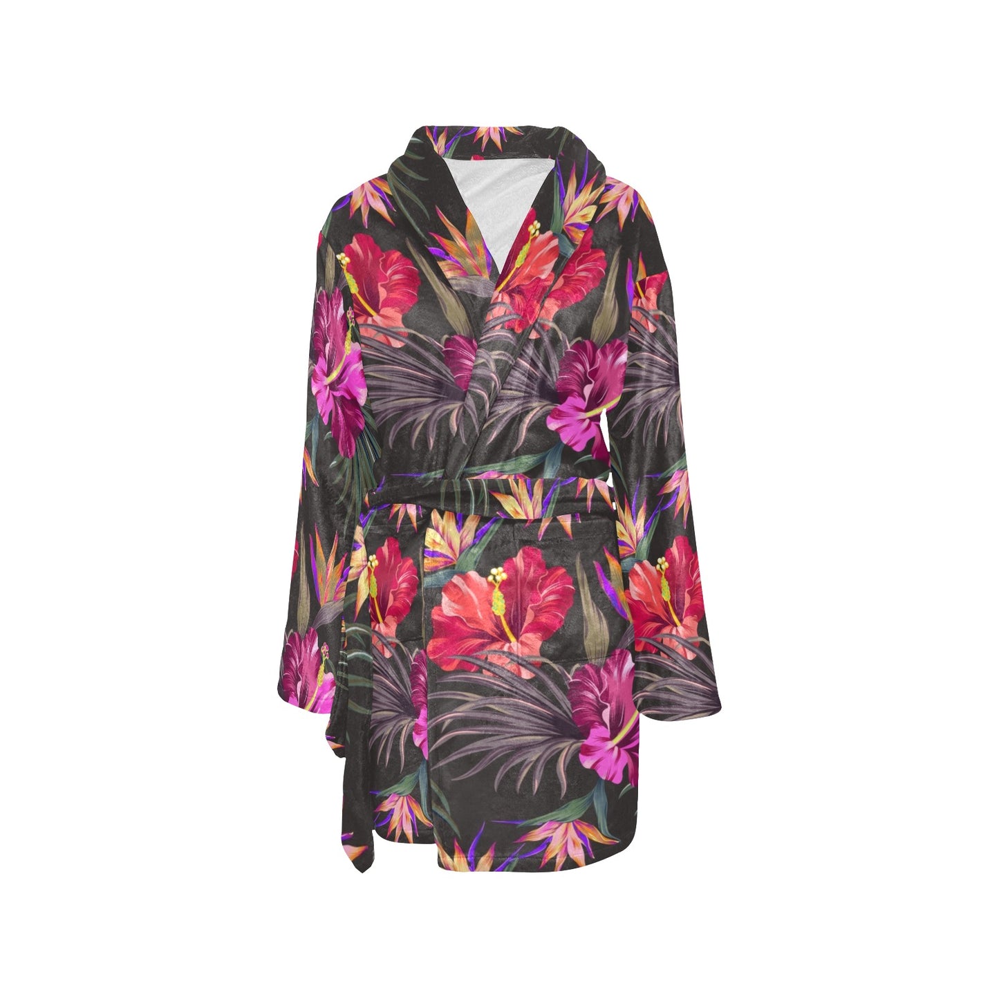Hibiscus Pattern Print Design HB014 Women's Fleece Robe