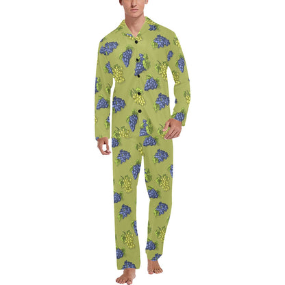 Grape Pattern Print Design GP08 Men's Long Pajama Set