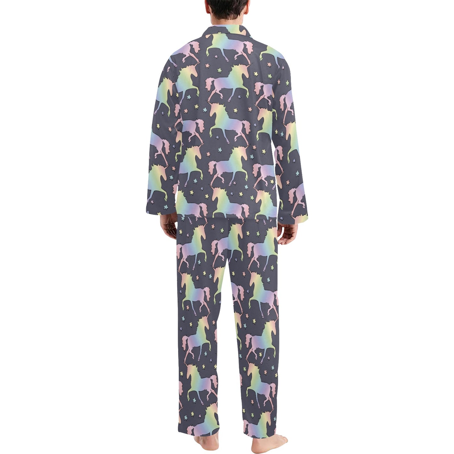 Rainbow Pattern Print Design A05 Men's Long Pajama Set