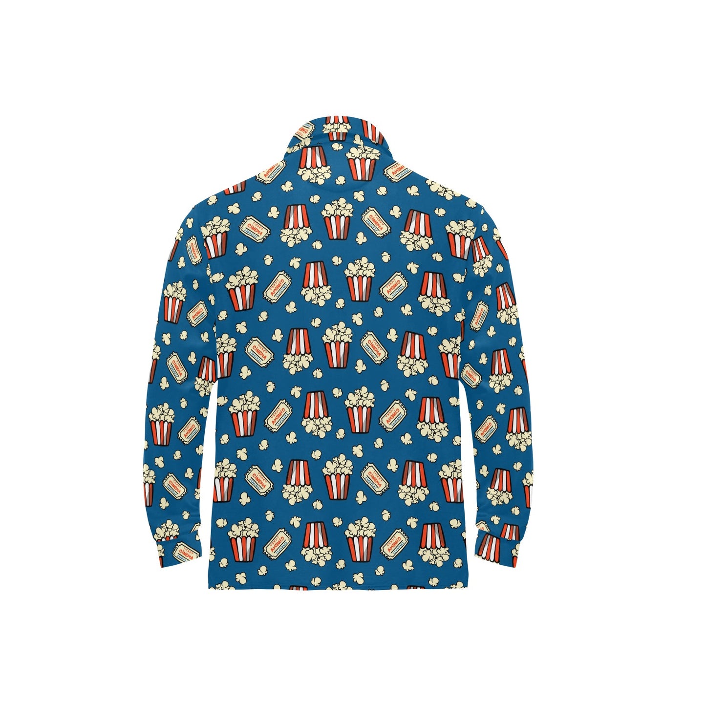 Popcorn Pattern Print Design A03 Long Sleeve Polo Shirt For Men's