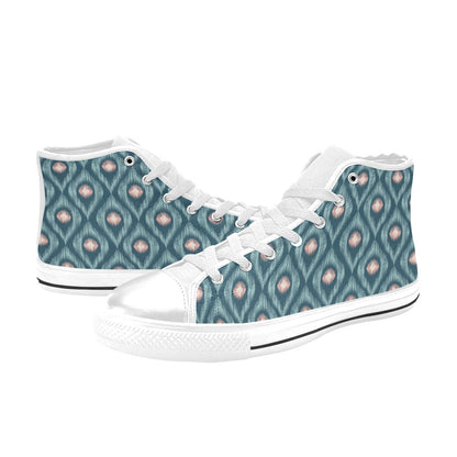 Ikat Print Design LKS402 Men's High Top Canvas Shoes
