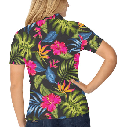 Bird Of Paradise Pattern Print Design BOP014 Women's Polo Shirt
