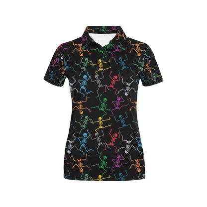 Skeleton Colorful Print Design LKS302 Women's Polo Shirt