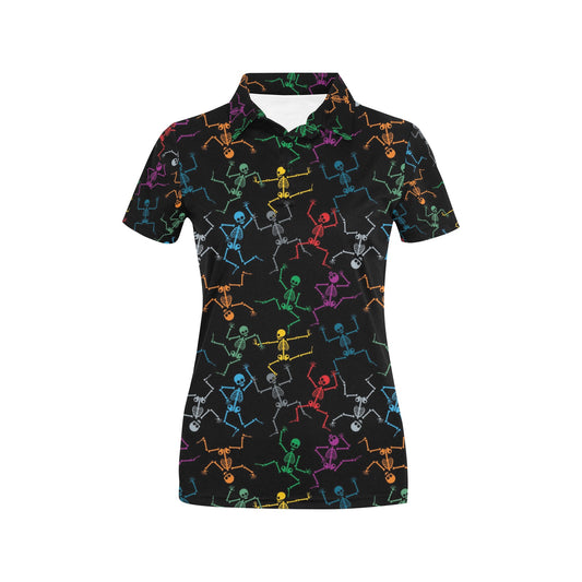 Skeleton Colorful Print Design LKS302 Women's Polo Shirt