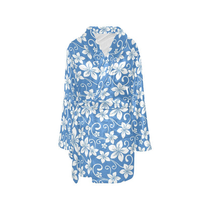 Hibiscus Pattern Print Design HB09 Women's Fleece Robe