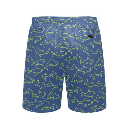 Shark Print Design LKS301 Men's Swim Trunks Beach Shorts