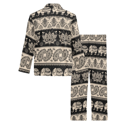 Elephant Hansa Lotus Pattern Men's Long Pajama Set