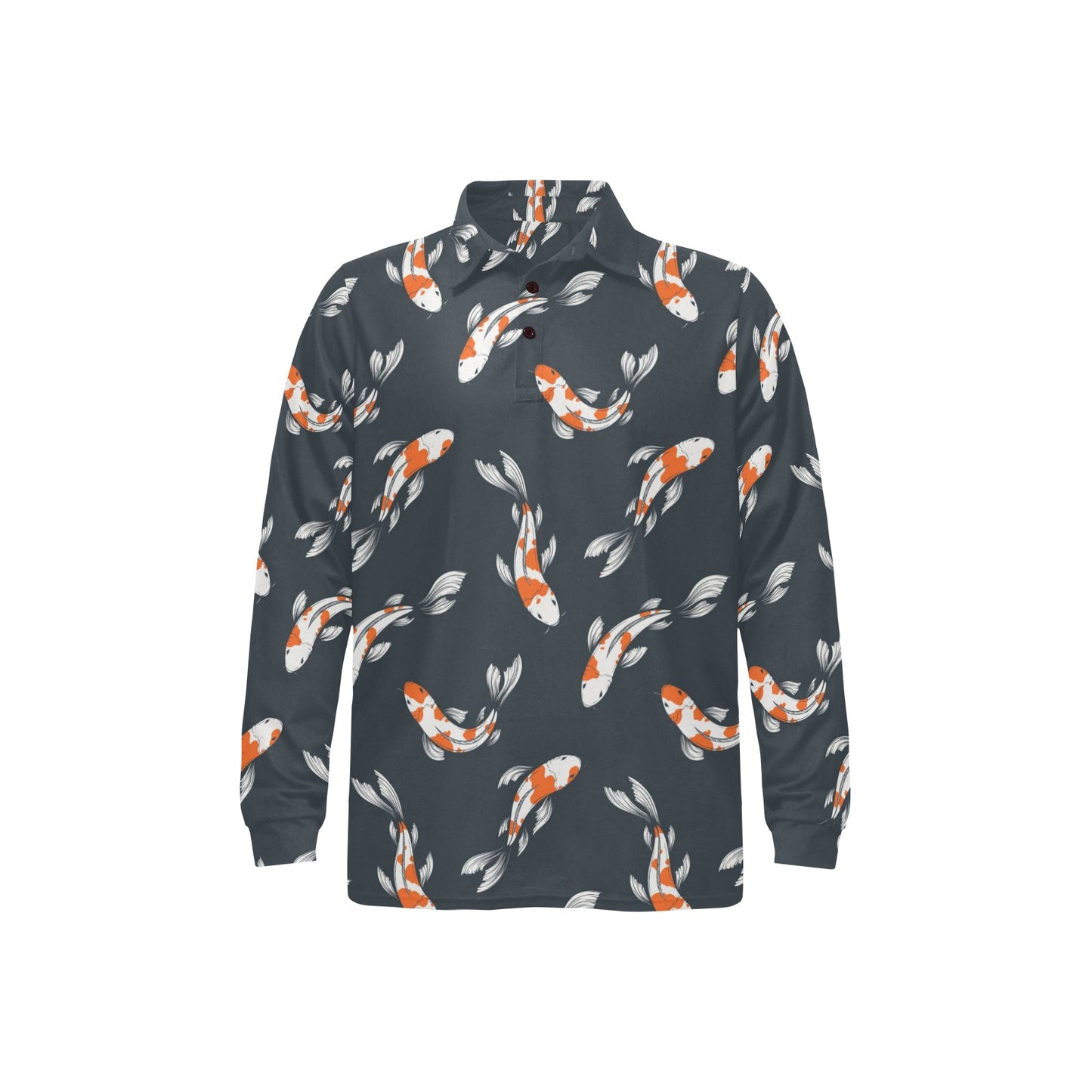 KOI Fish Pattern Print Design 04 Long Sleeve Polo Shirt For Men's